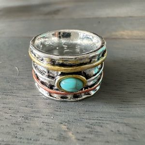 Boho ring with turquoise stone